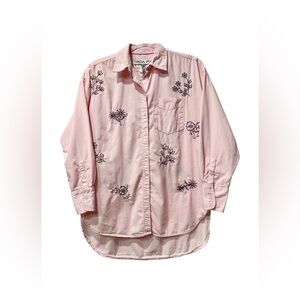 Tricia Fix Button Down Pink Western Shirt Embroidered Floral Flowers Re-Nuuly